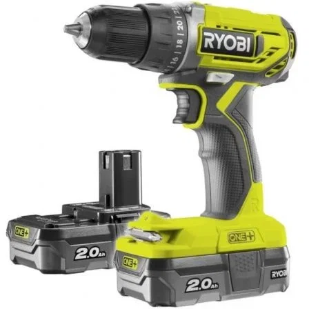Ryobi Taladro Atornillador Inalámbrico ONE+ R18DD2-220S con 2 Baterías de 2,0 Ah